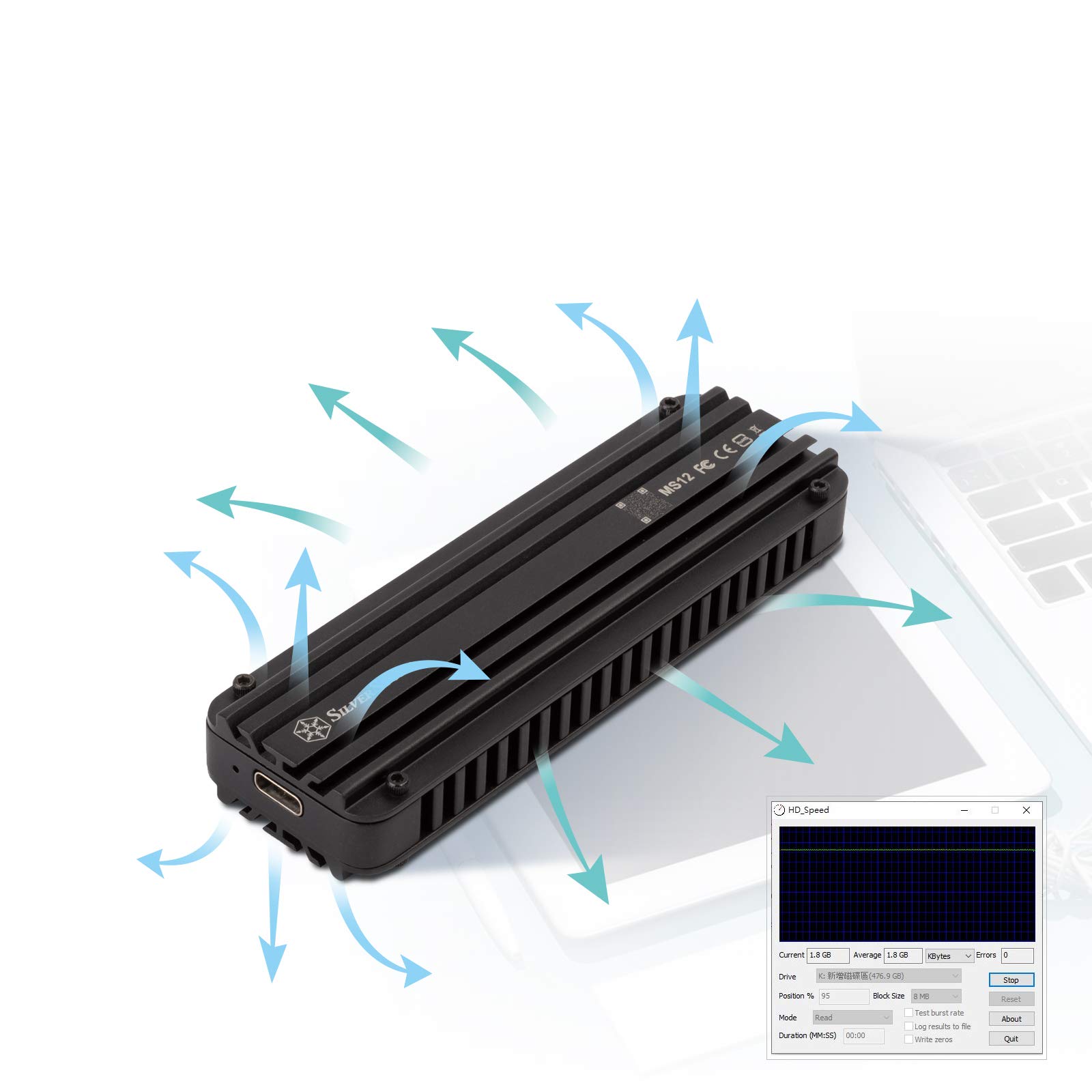 SilverStone MS12 M.2 SSD-Gehäuse schwarz 20Gbps USB-C