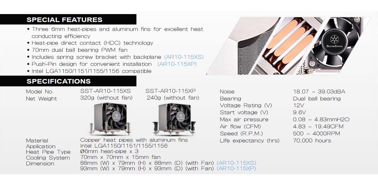 SilverStone AR10-115XP Argon CPU-Kühler 70mm Intel PWM