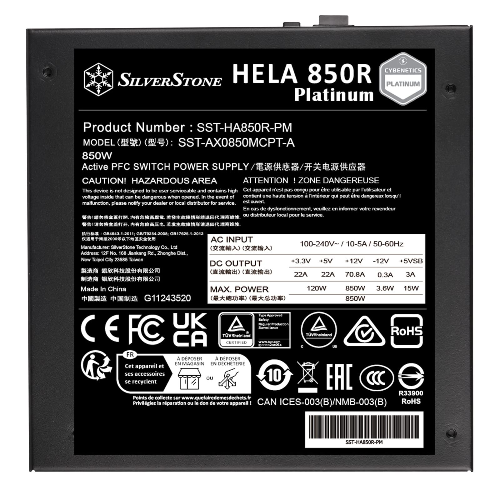 SilverStone HELA HA850R-PM Netzteil 850W modular Platinum