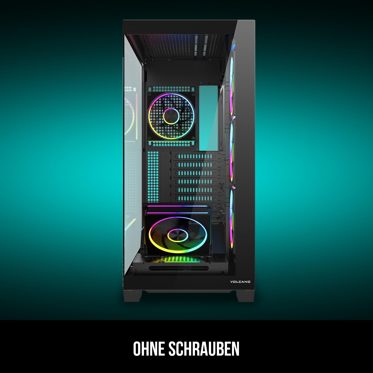 Modecom Volcano Stellar Plus ARGB PC-Gehu00e4use schwarz 5 Lu00fcfter