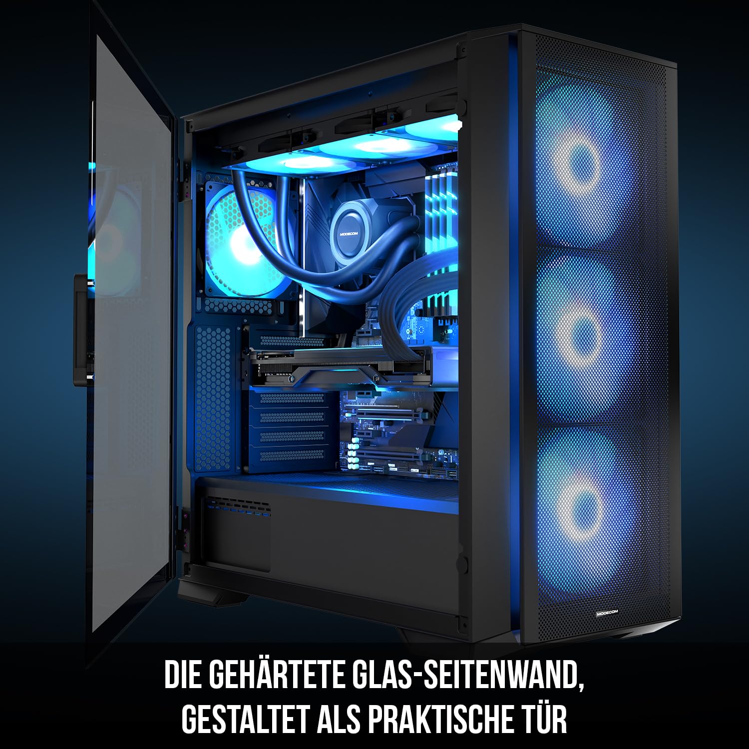 Modecom Horizon ARGB Flow E-ATX PC-Gehäuse Schwarz Lüfter