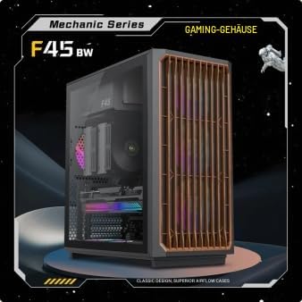 GAMEMAX F45 Midi Tower Gehäuse ARGB Holz Schwarz