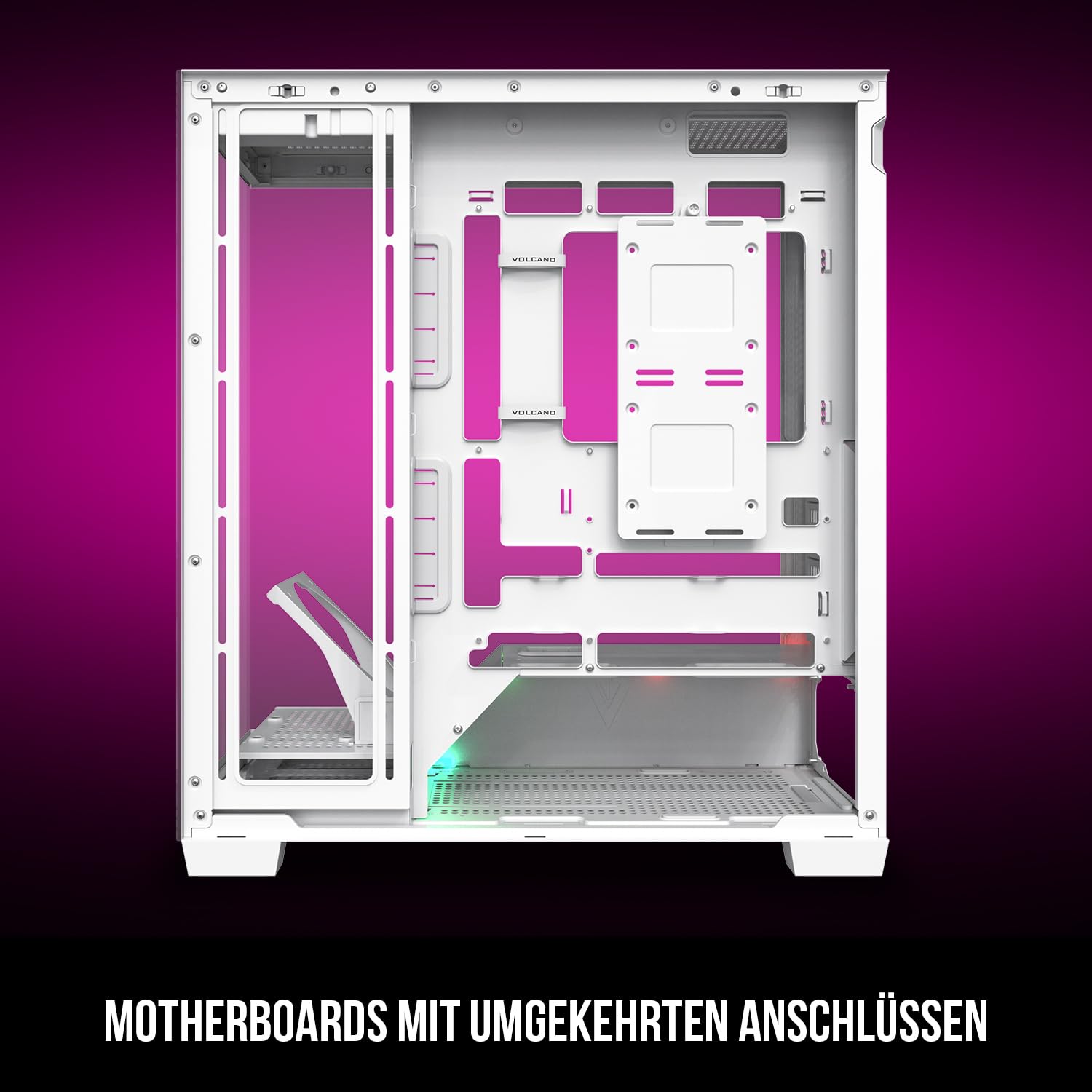 Modecom Volcano Stellar Midi-Tower Gehäuse Weiß Glas ohne Lüfter