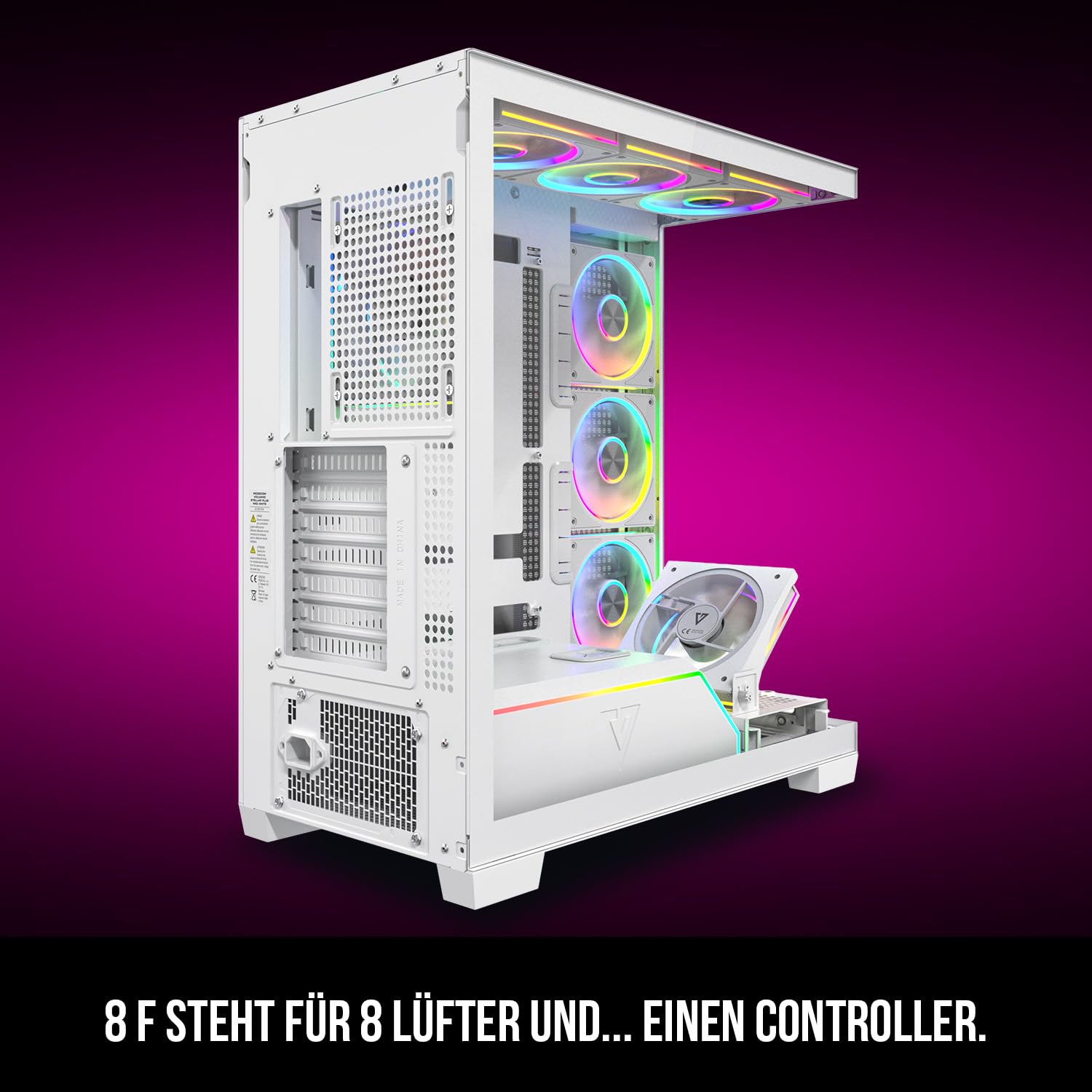 Modecom Volcano Stellar ARGB 8F Midi-Tower PC-Gehu00e4use weiu00df