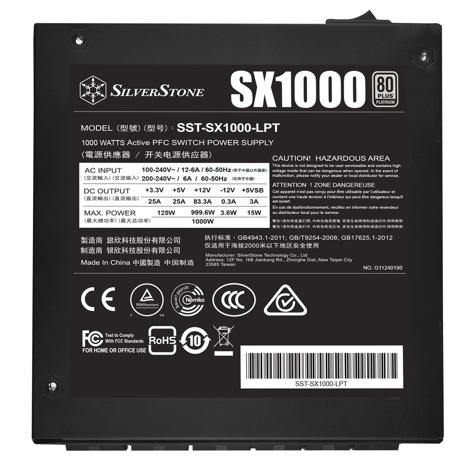 SilverStone SX1000 Platinum Netzteil 1000W SFX-L modular