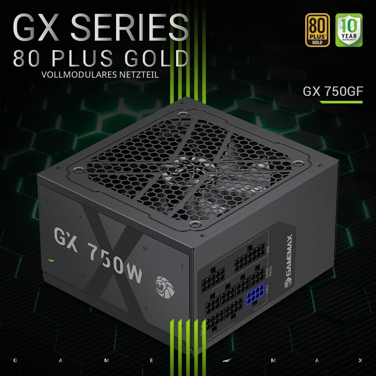GAMEMAX Netzteile GX 750GF Netzteil 750W ATX 3.0 Gold vollmodular