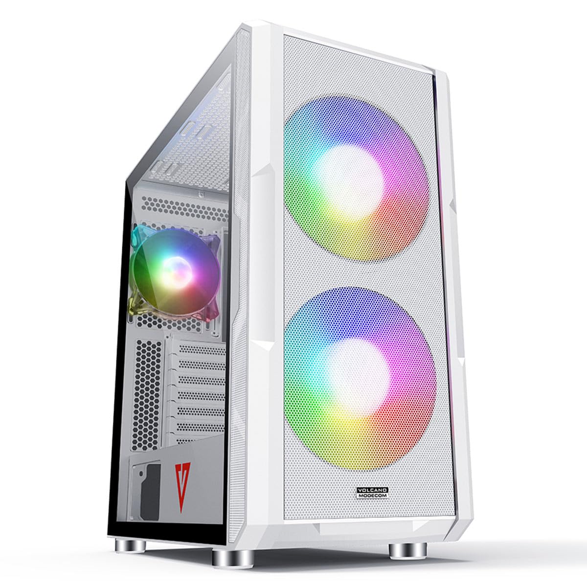 Modecom Volcano Amirani ARGB Midi-Tower weiß Glas 4 Lüfter