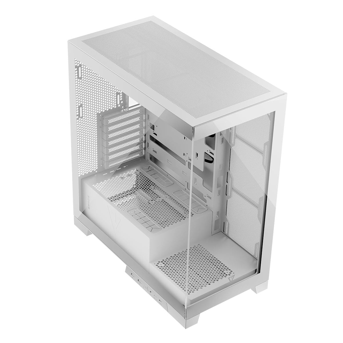 Modecom Volcano Space Midi Tower PC-Gehäuse Weiß Panorama Glas