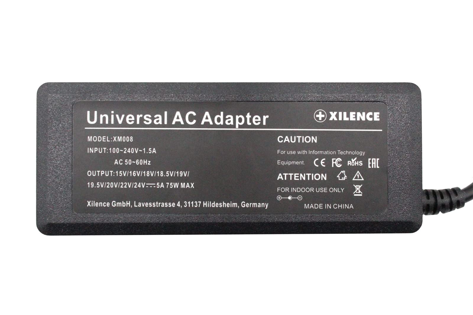 Xilence XM008 Notebook-Ladegerät 75W Universal 9 Adapter Schwarz