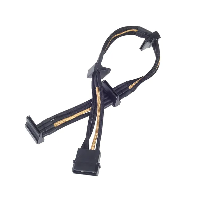 SilverStone PP07 Netzteilkabel Molex-4x SATA schwarz-gold