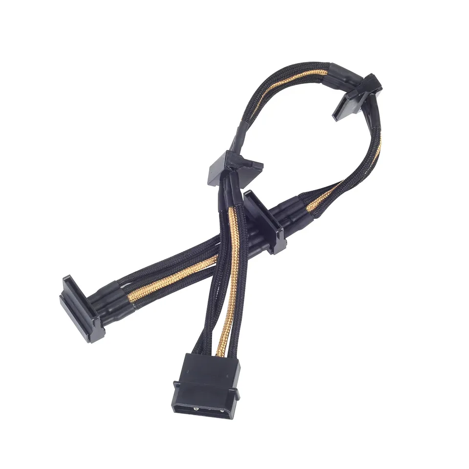SilverStone PP07 Netzteilkabel Molex-4x SATA schwarz-gold
