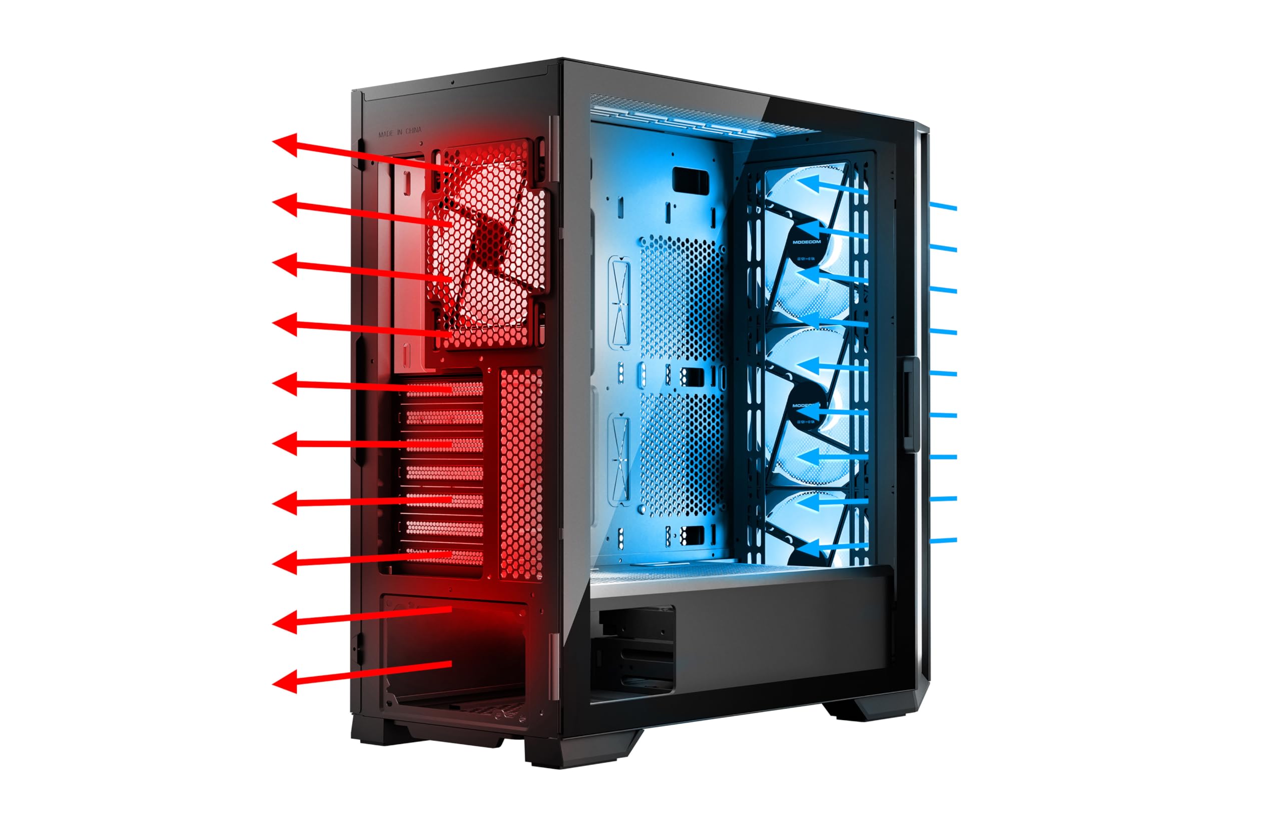 Modecom Horizon ARGB Flow E-ATX PC-Gehäuse Schwarz Lüfter