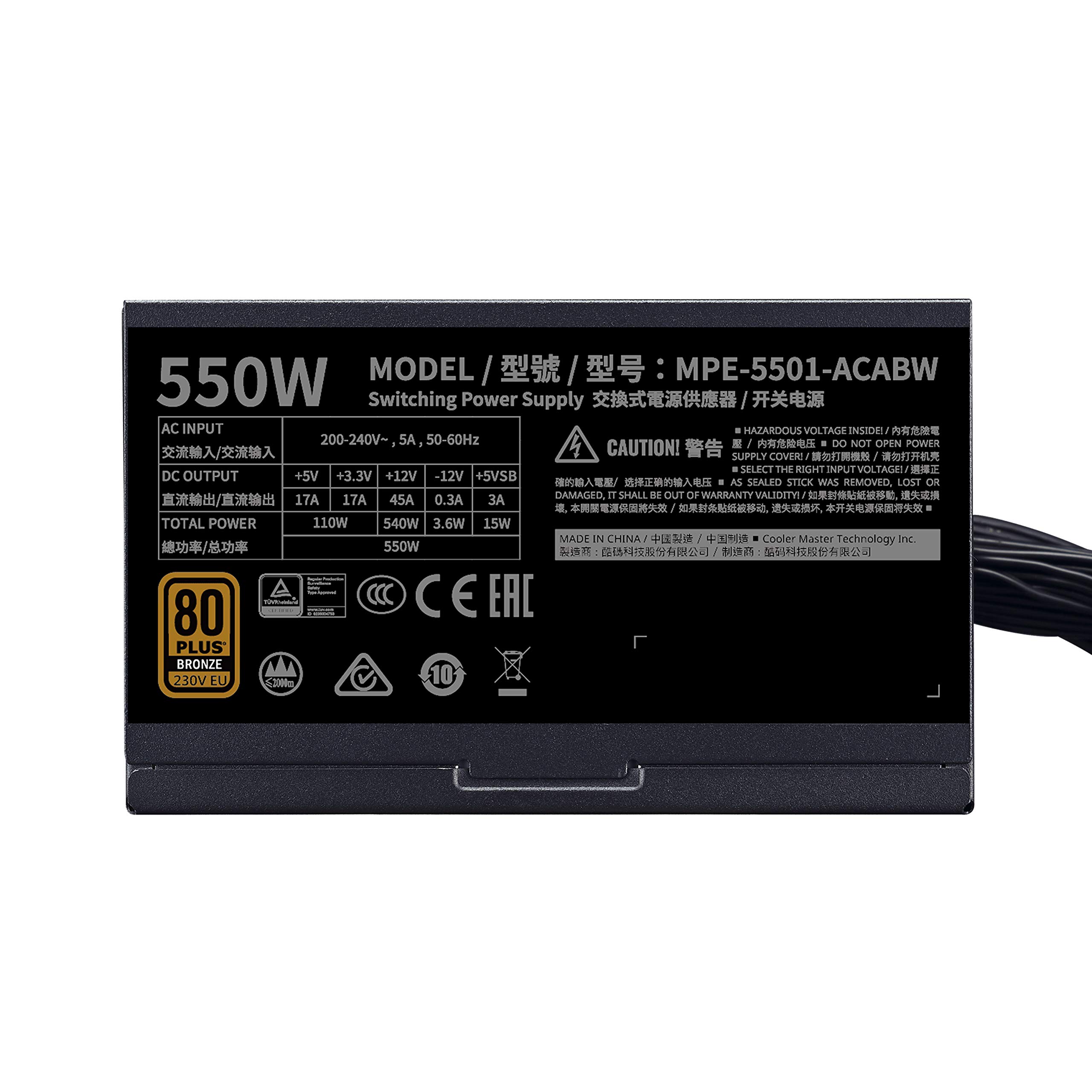 Cooler Master MWE 550 Bronze Netzteil 550W 80 PLUS