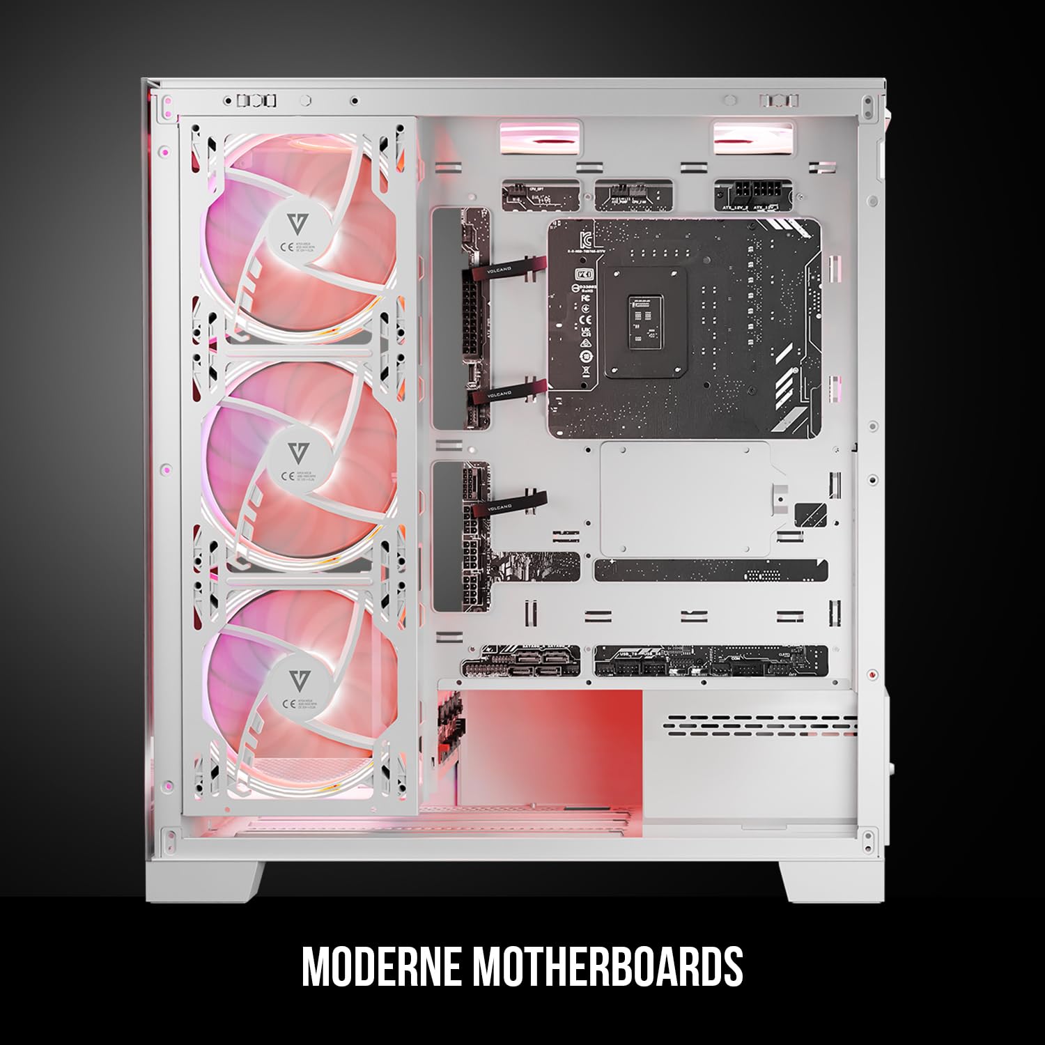 Modecom Volcano Space Midi Tower PC-Gehäuse Weiß Panorama Glas