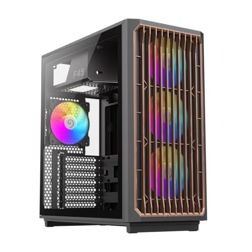 GAMEMAX F45 Midi Tower Gehäuse ARGB Holz Schwarz