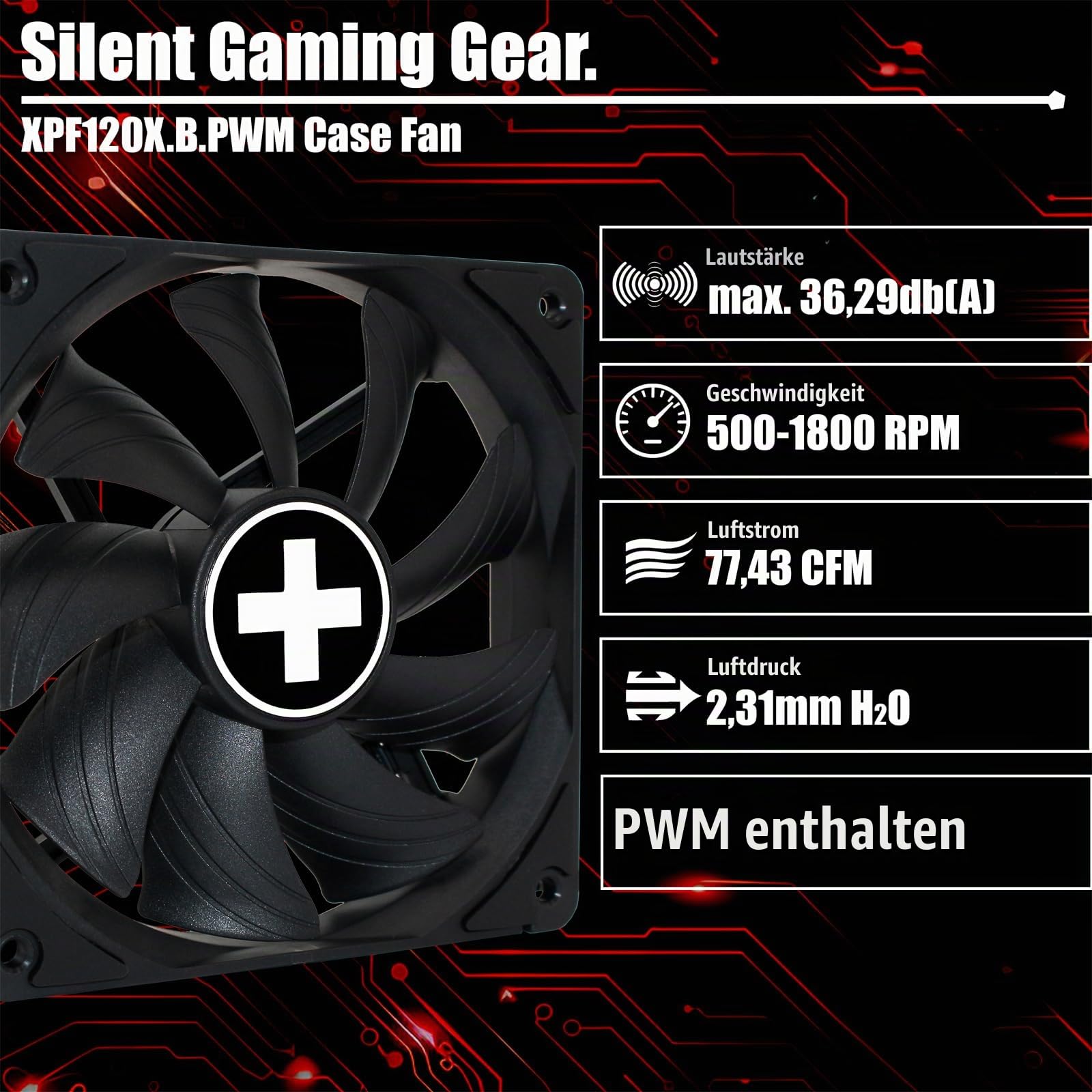 Xilence XPF120X.B.PWM 120mm Gehäuselüfter FDB 4-Pin