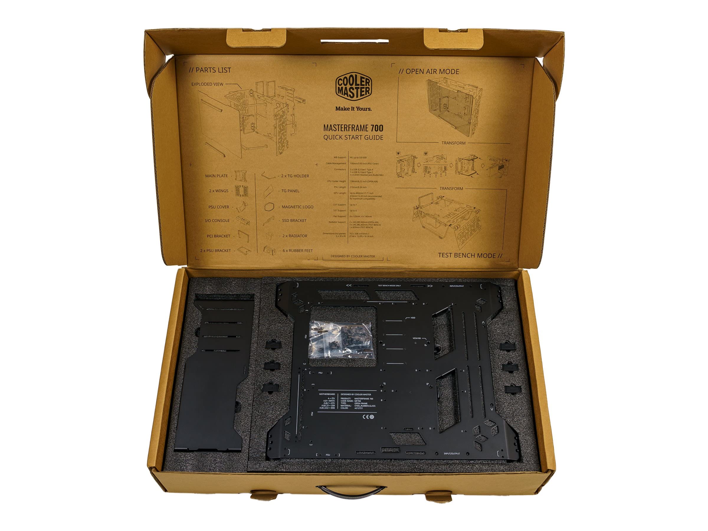 Cooler Master MasterFrame 700 Open-Air Gehäuse Glas VESA