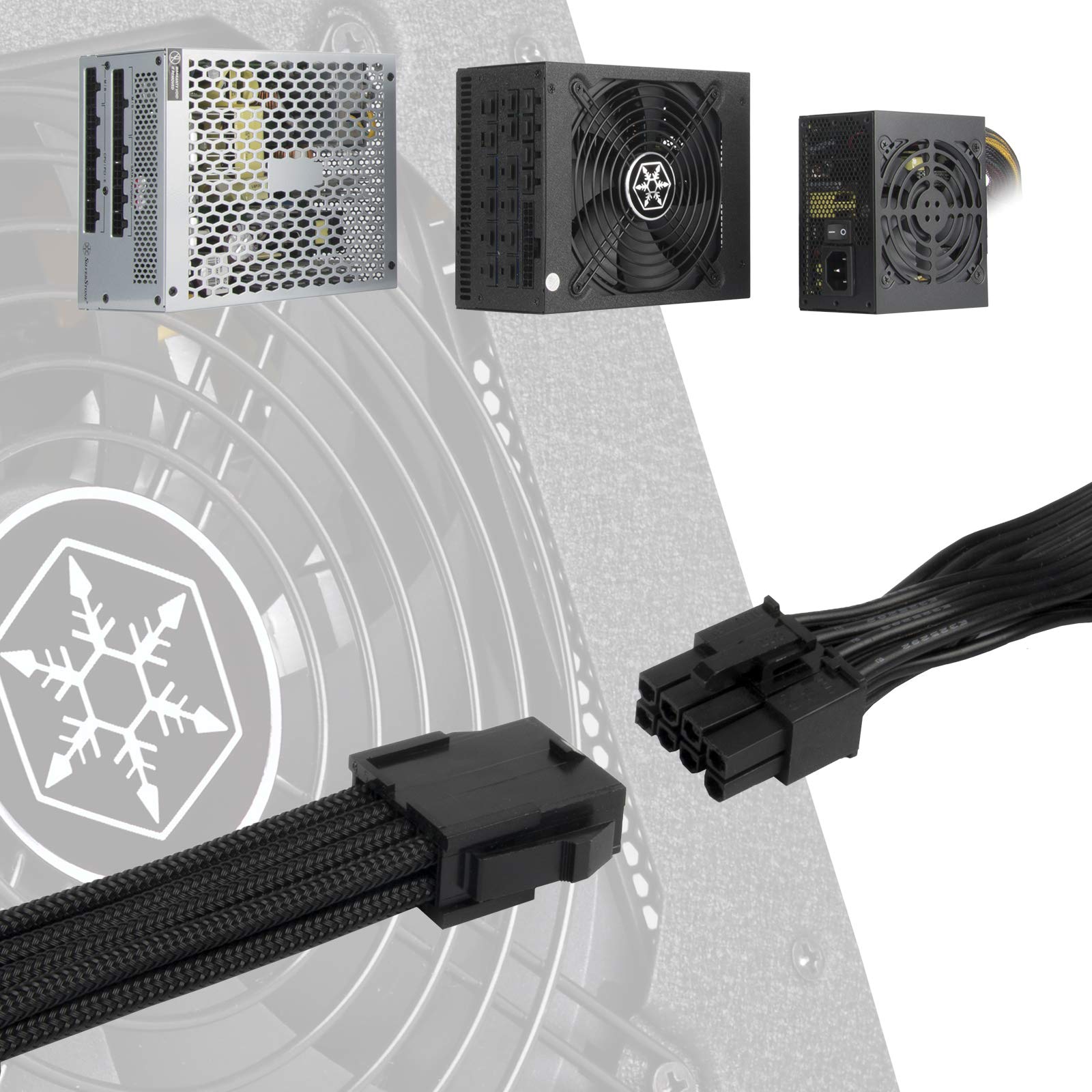 SilverStone PP07E-PCIB PCIe Kabel 8-Pin 6+2 schwarz 25cm