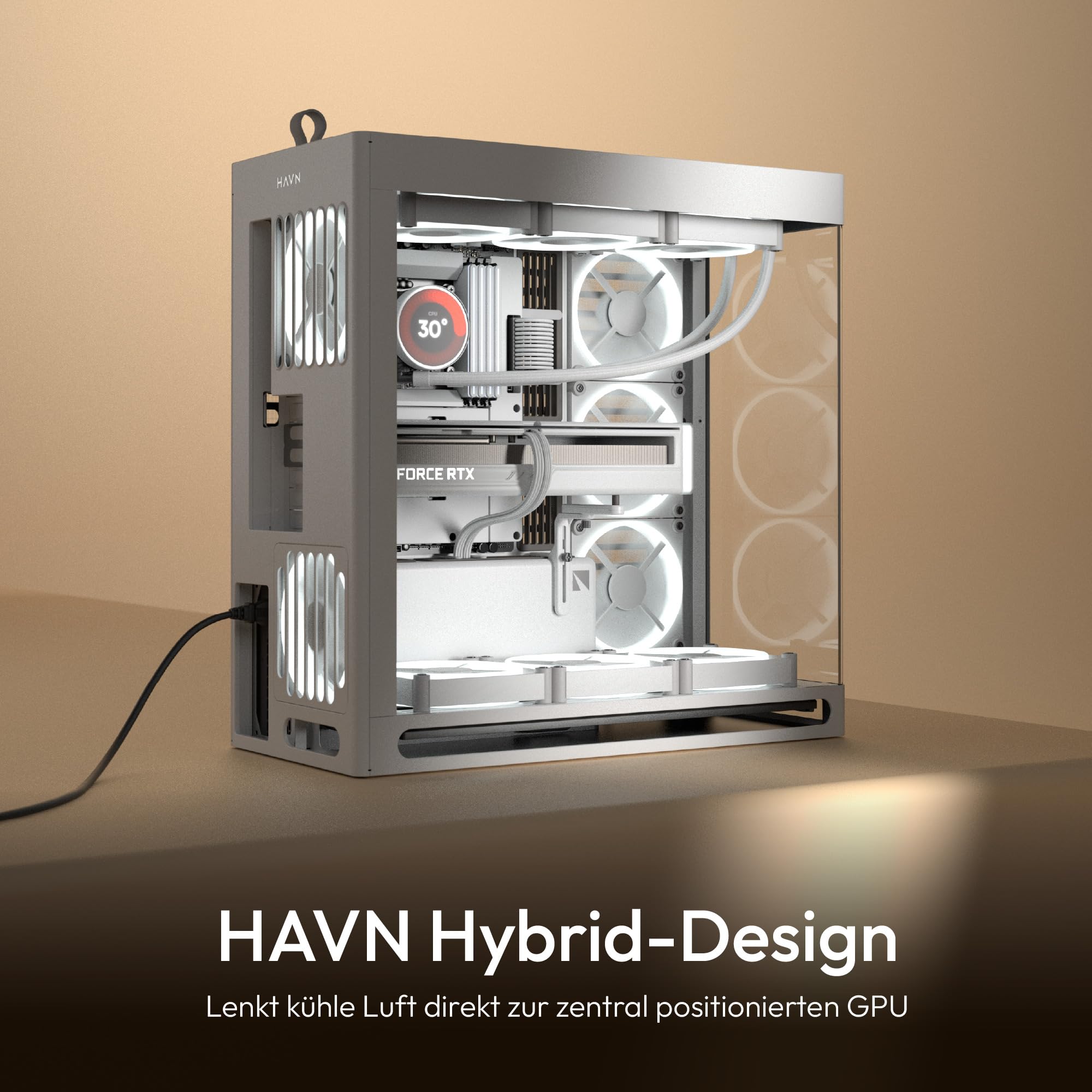 HAVN HS 420 PC Gehäuse Weiß ATX Dual-Chamber Glas