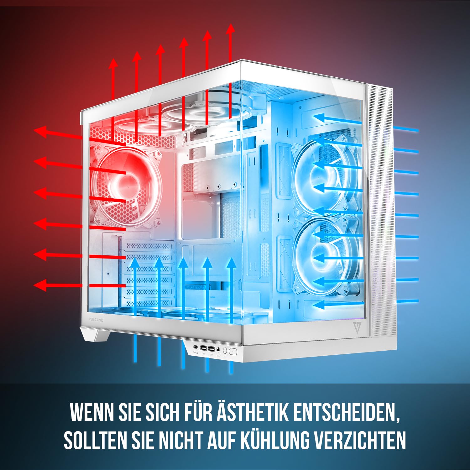 Modecom Volcano Panorama Apex ARGB 5F PC-Gehäuse Weiß Panorama Glas