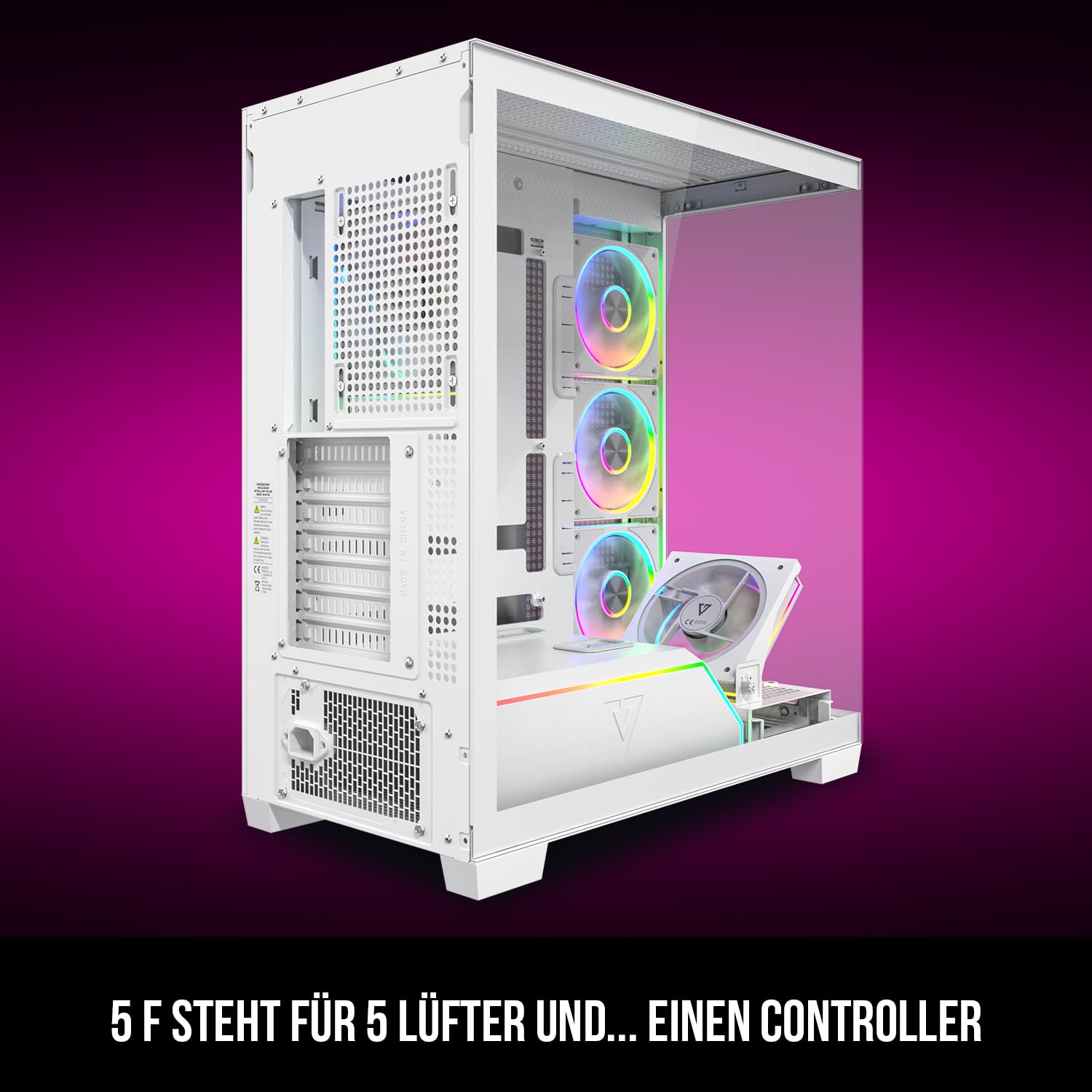 Modecom Volcano Stellar Plus ARGB Gehäuse Weiß 5 Lüfter