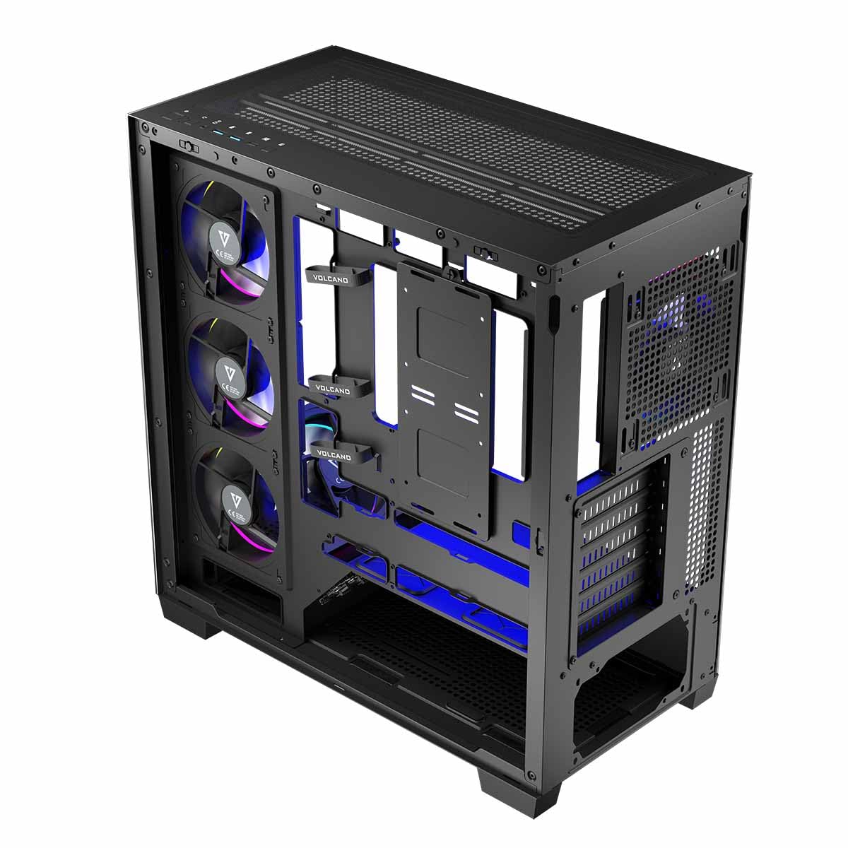Modecom Volcano Stellar ARGB 5F Midi-Tower Gehäuse Schwarz Glas
