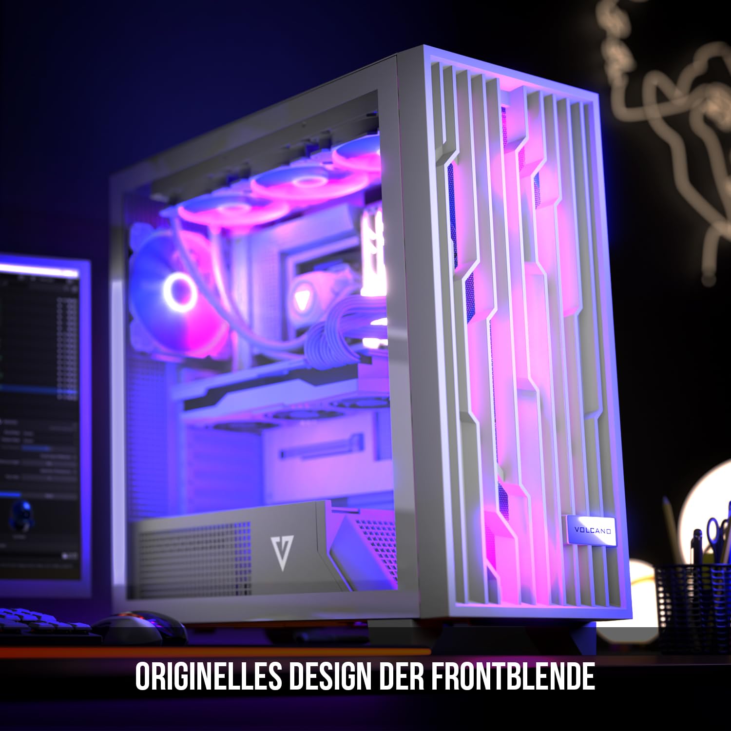 Modecom Volcano Perun Apex ARGB PC-Gehäuse Weiß mit Lüfter
