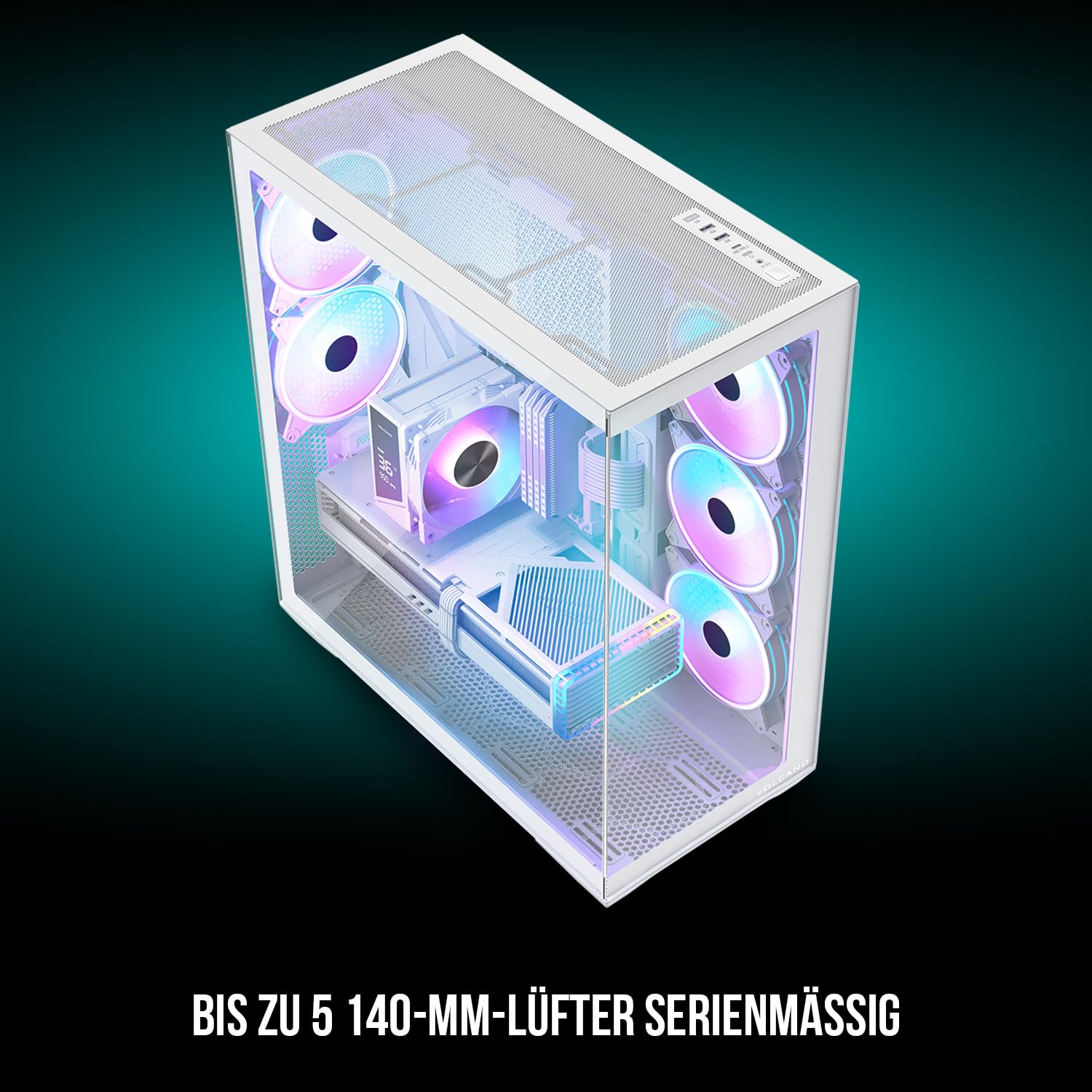 Modecom Volcano Space XL ARGB Tower Weiß 5x 140 mm