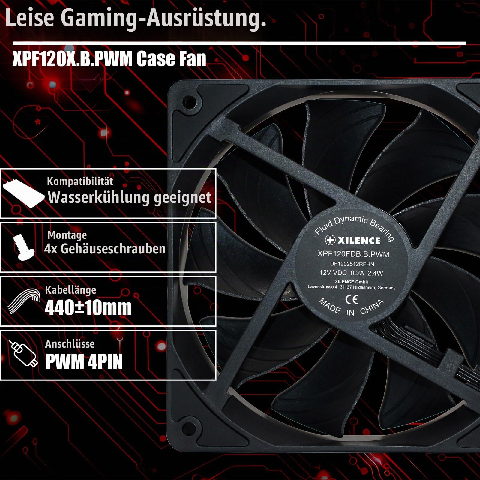 Xilence XPF120X.B.PWM 120mm Gehäuselüfter FDB 4-Pin