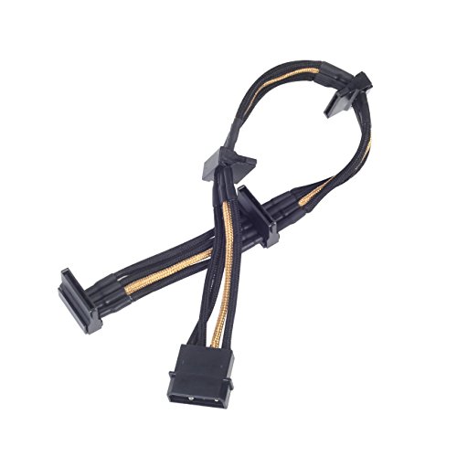 SilverStone PP07 Netzteilkabel Molex-4x SATA schwarz-gold