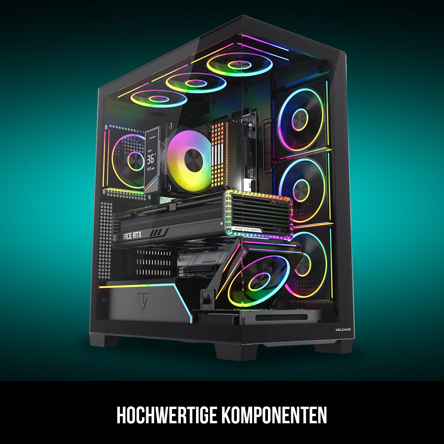 Modecom Volcano Stellar Plus ARGB PC-Gehu00e4use schwarz 5 Lu00fcfter