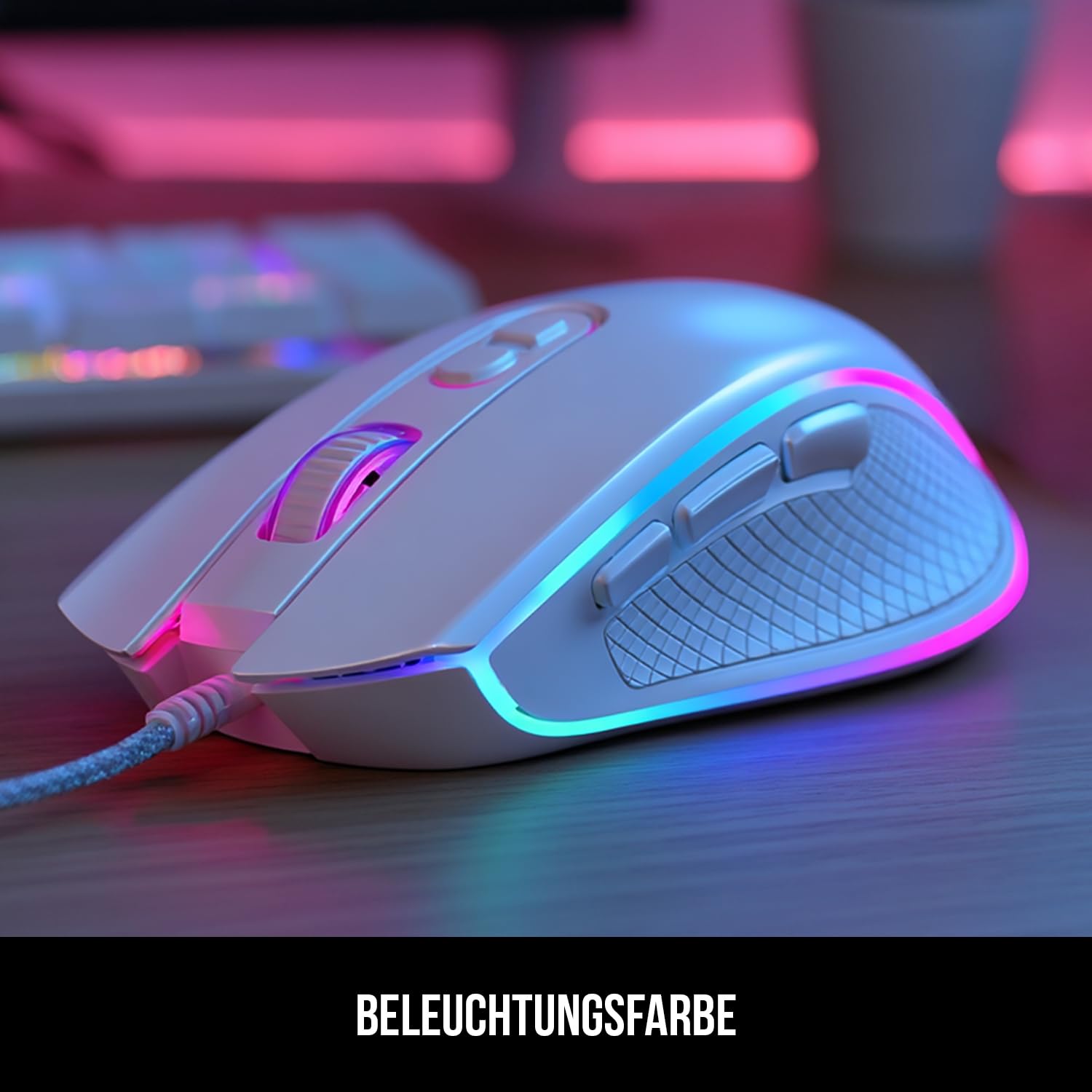 Modecom Volcano Veles Gaming-Maus weiß RGB kabelgebunden