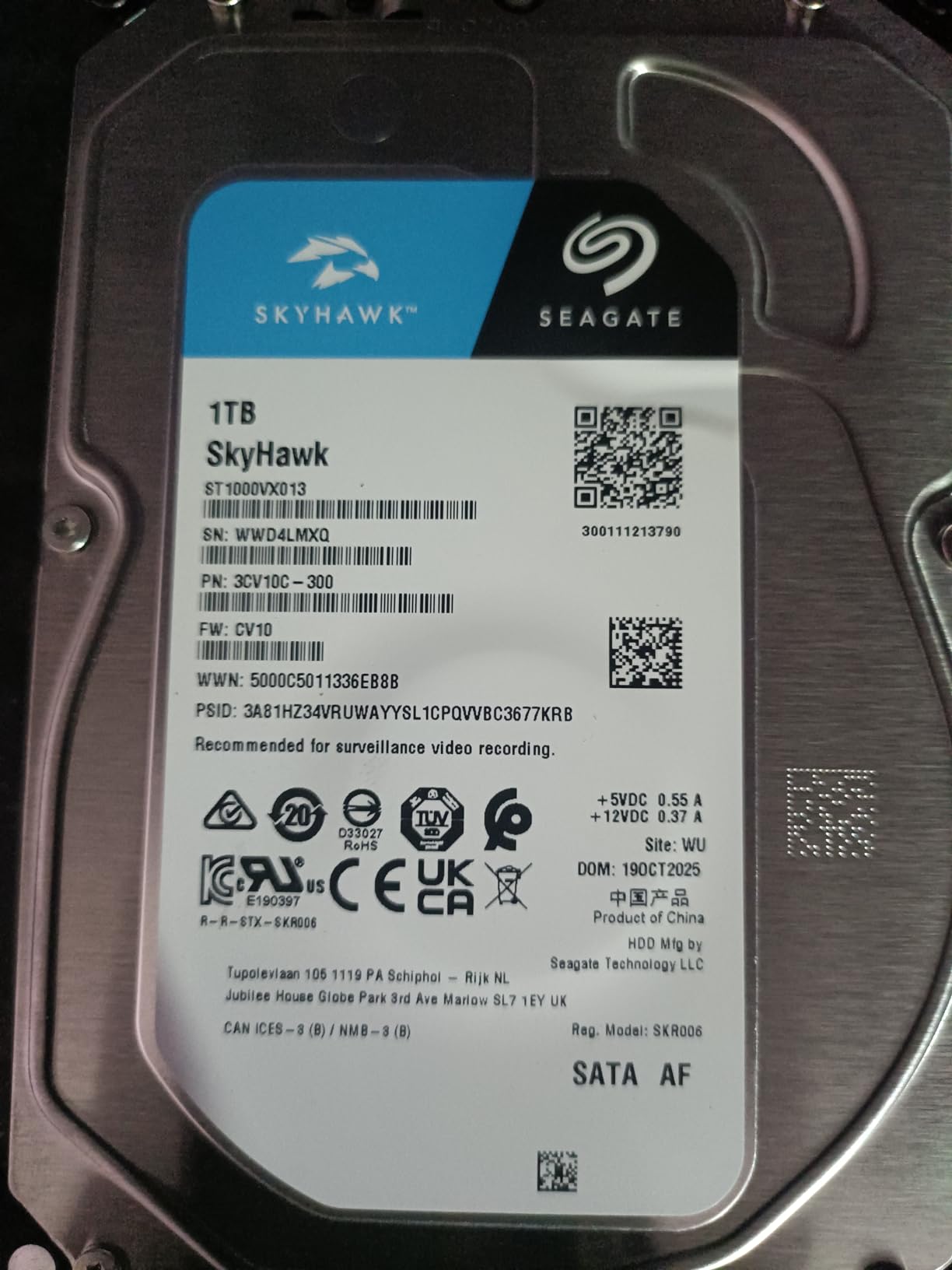 Seagate SkyHawk ST1000VX013 Festplatte 1TB Überwachung