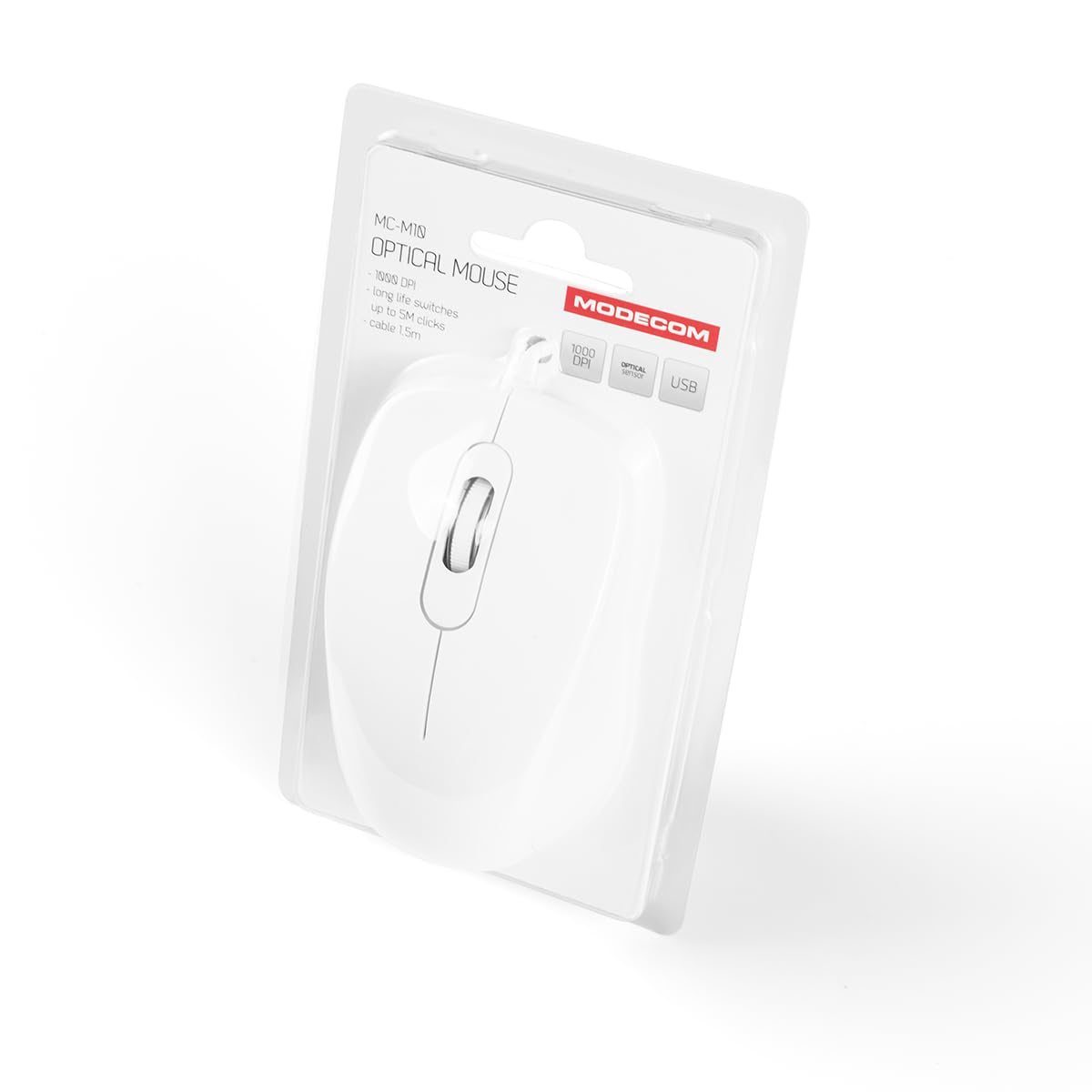 Modecom MC-M10 Maus weiß USB kabelgebunden 3-Tasten