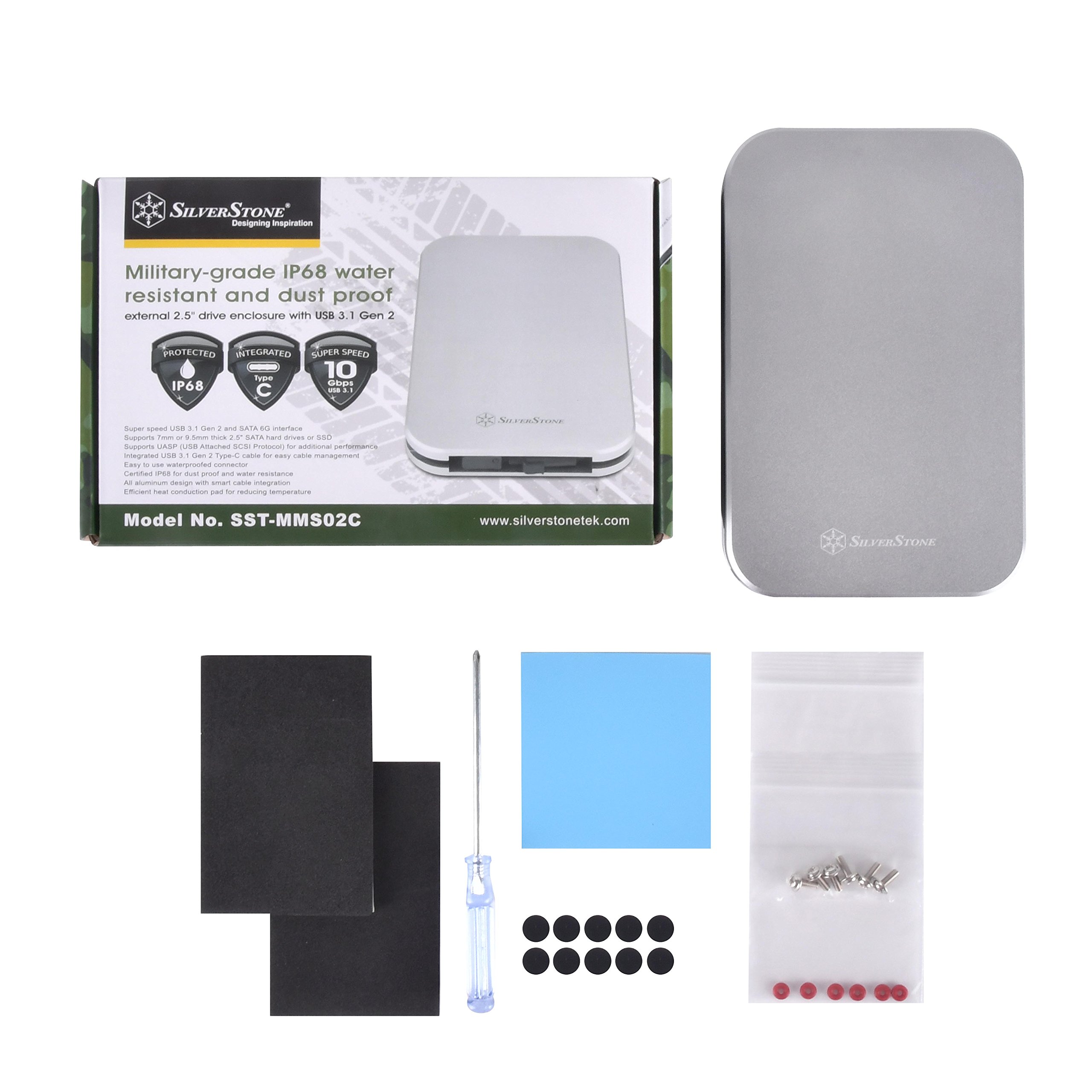 SilverStone MMS02C USB-C Festplatten Gehäuse dunkelgrau