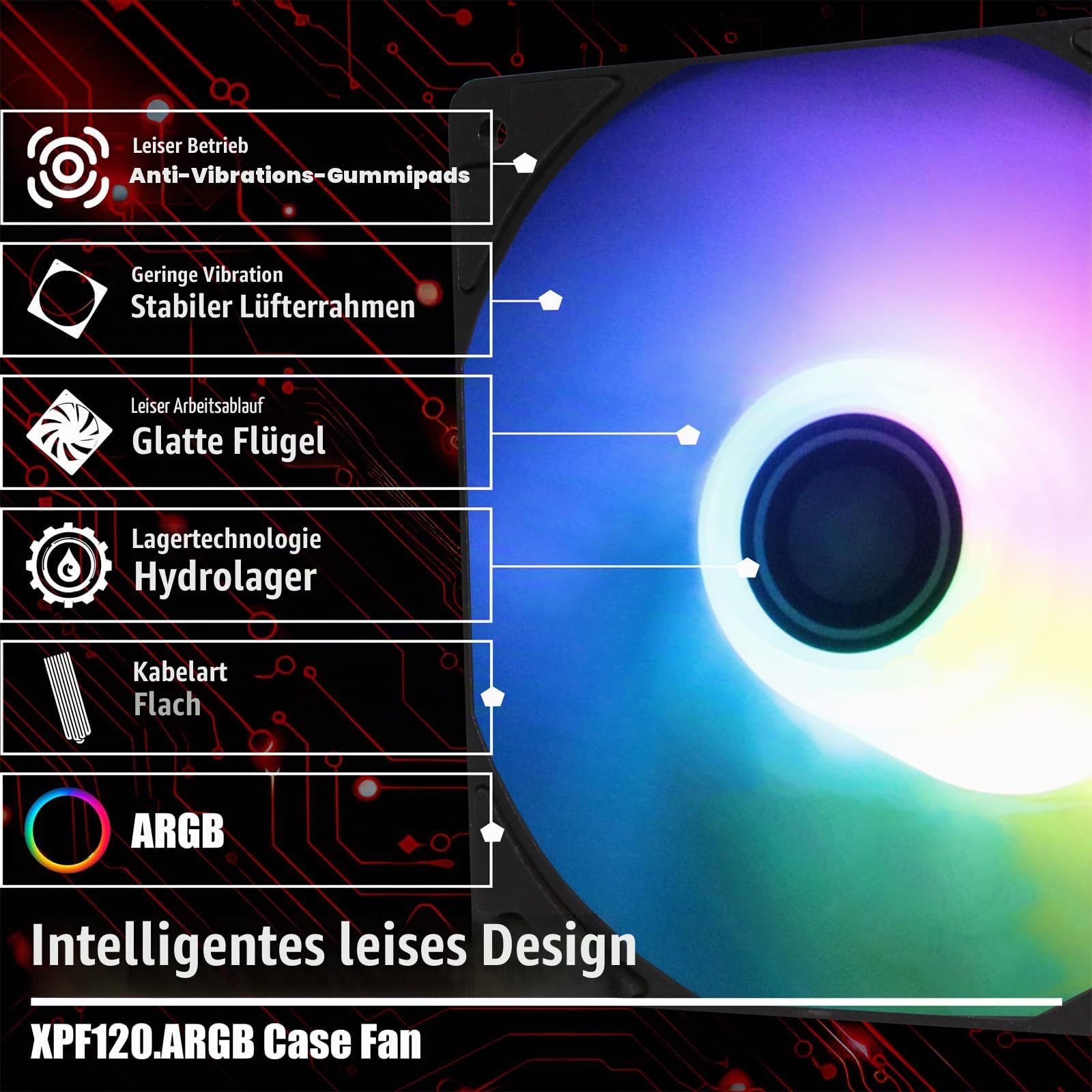 Xilence ARGB XPF120.ARGB Gehäuselüfter 120mm PWM transparent