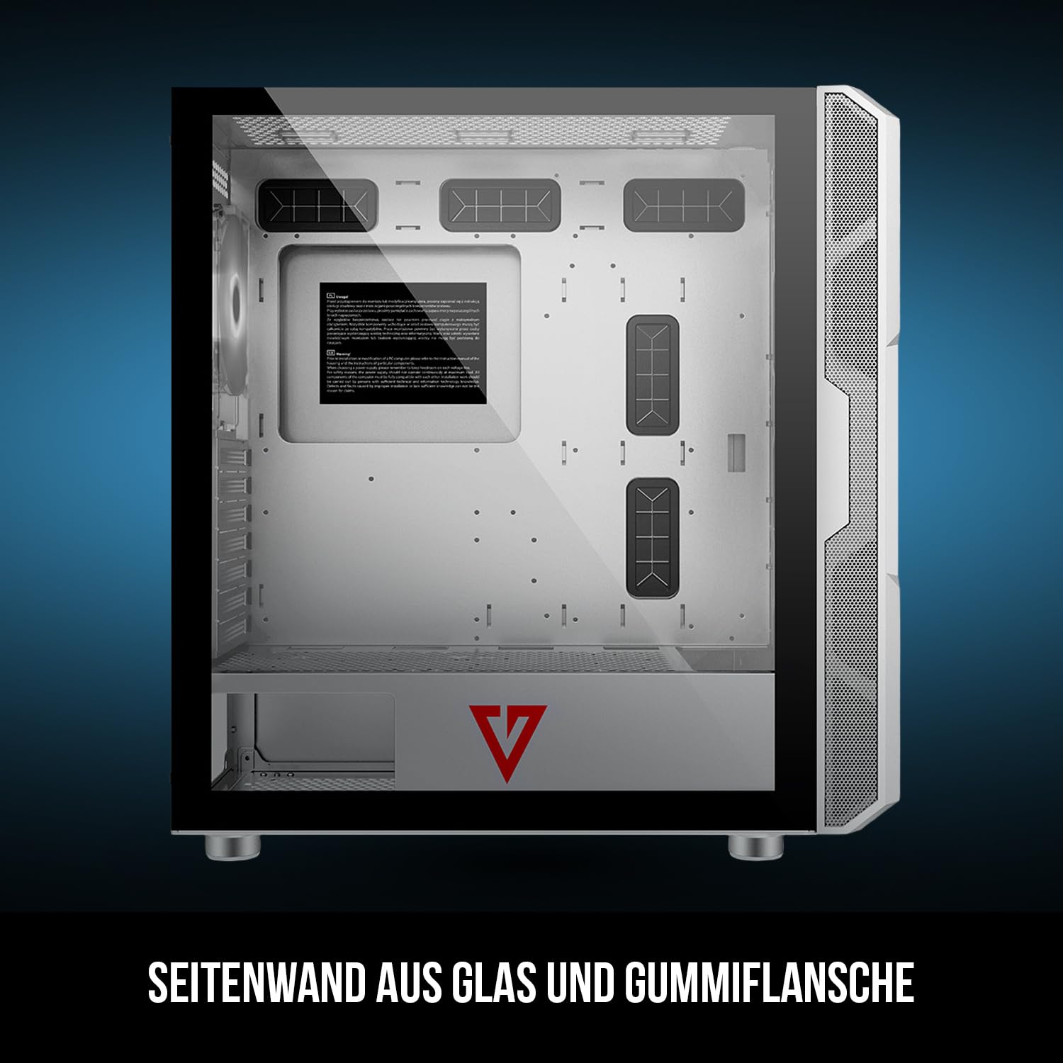 Modecom Volcano Amirani Midi-Tower Gehäuse weiß 4 Lüfter Glas