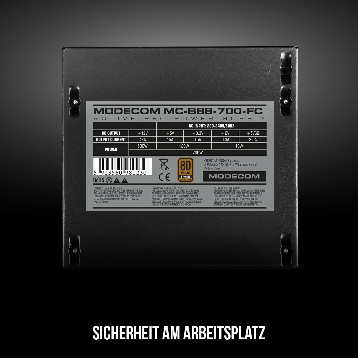 Modecom ZAS MC B88 700W Netzteil ATX 80 Plus Bronze