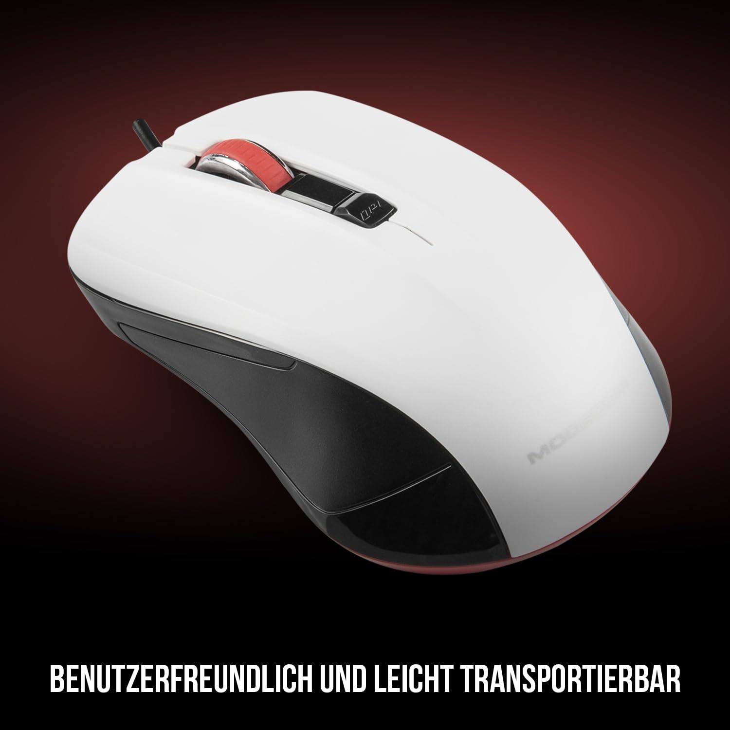 Modecom MC-M9.1 Maus schwarz-weiß USB 1,5 m Kabel