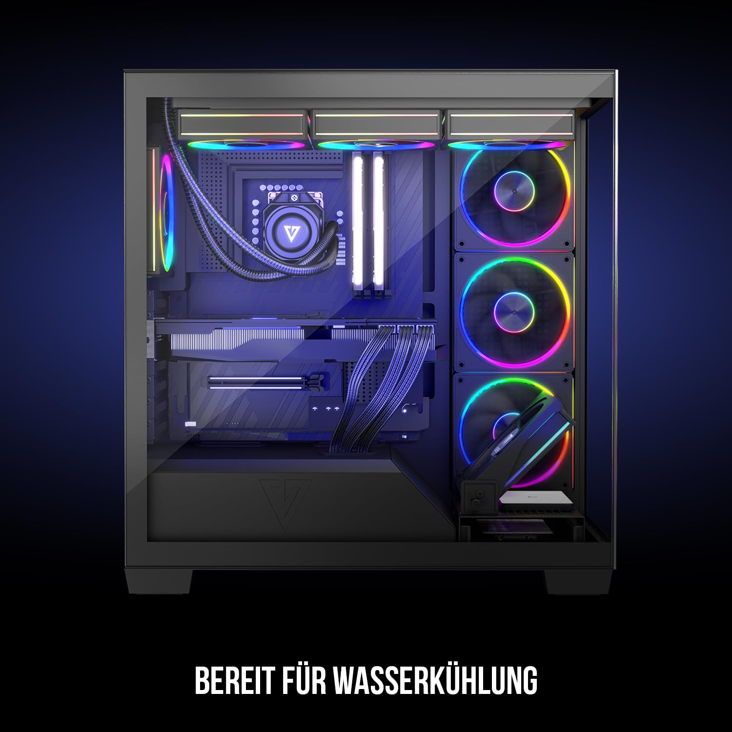 Modecom Volcano Stellar ARGB 5F Midi-Tower Gehäuse Schwarz Glas
