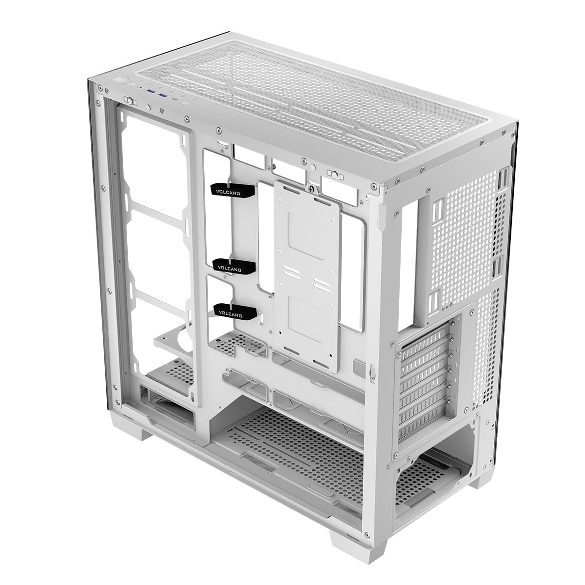 Modecom Volcano Stellar Midi-Tower Gehäuse Weiß Glas ohne Lüfter