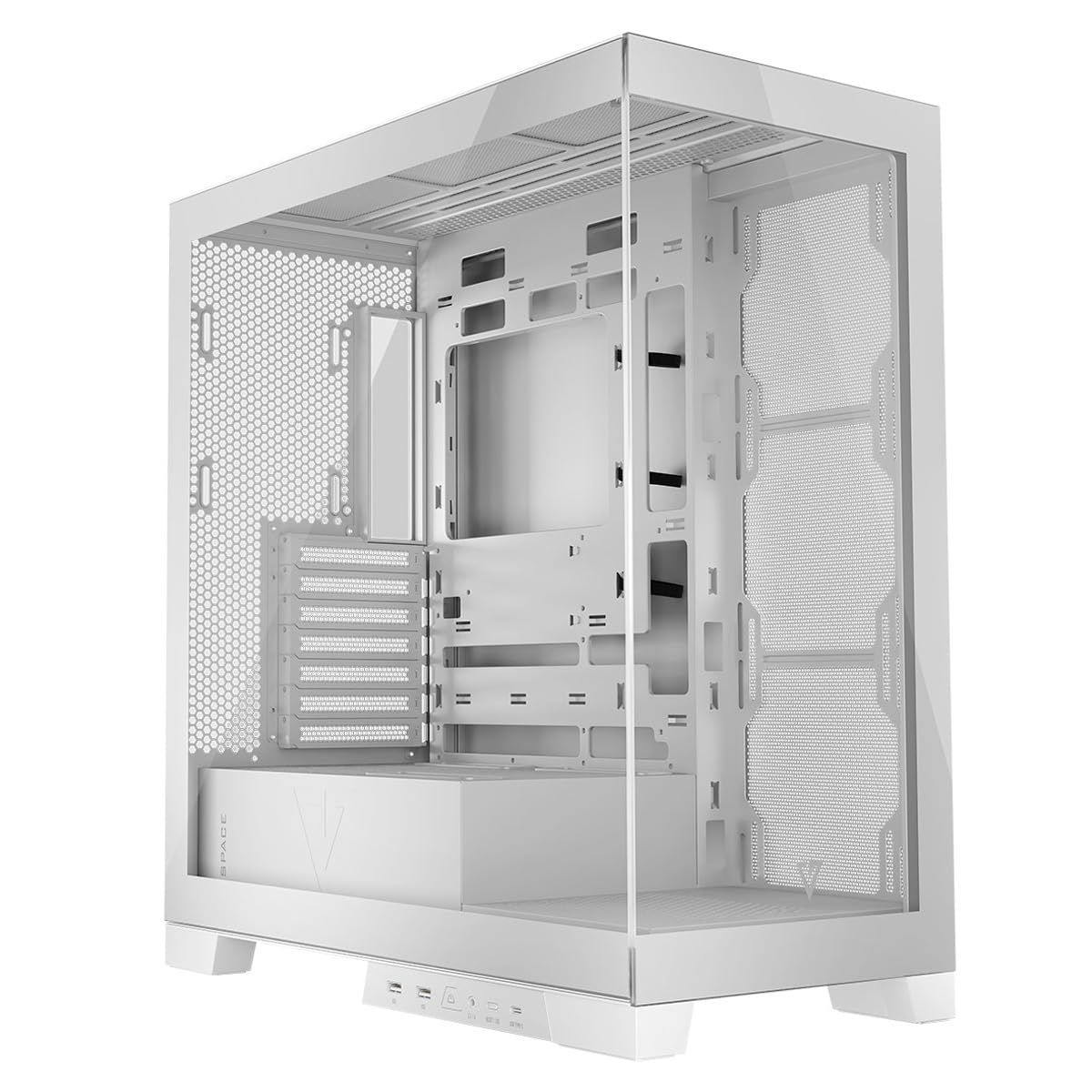 Modecom Volcano Space Midi Tower PC-Gehäuse Weiß Panorama Glas