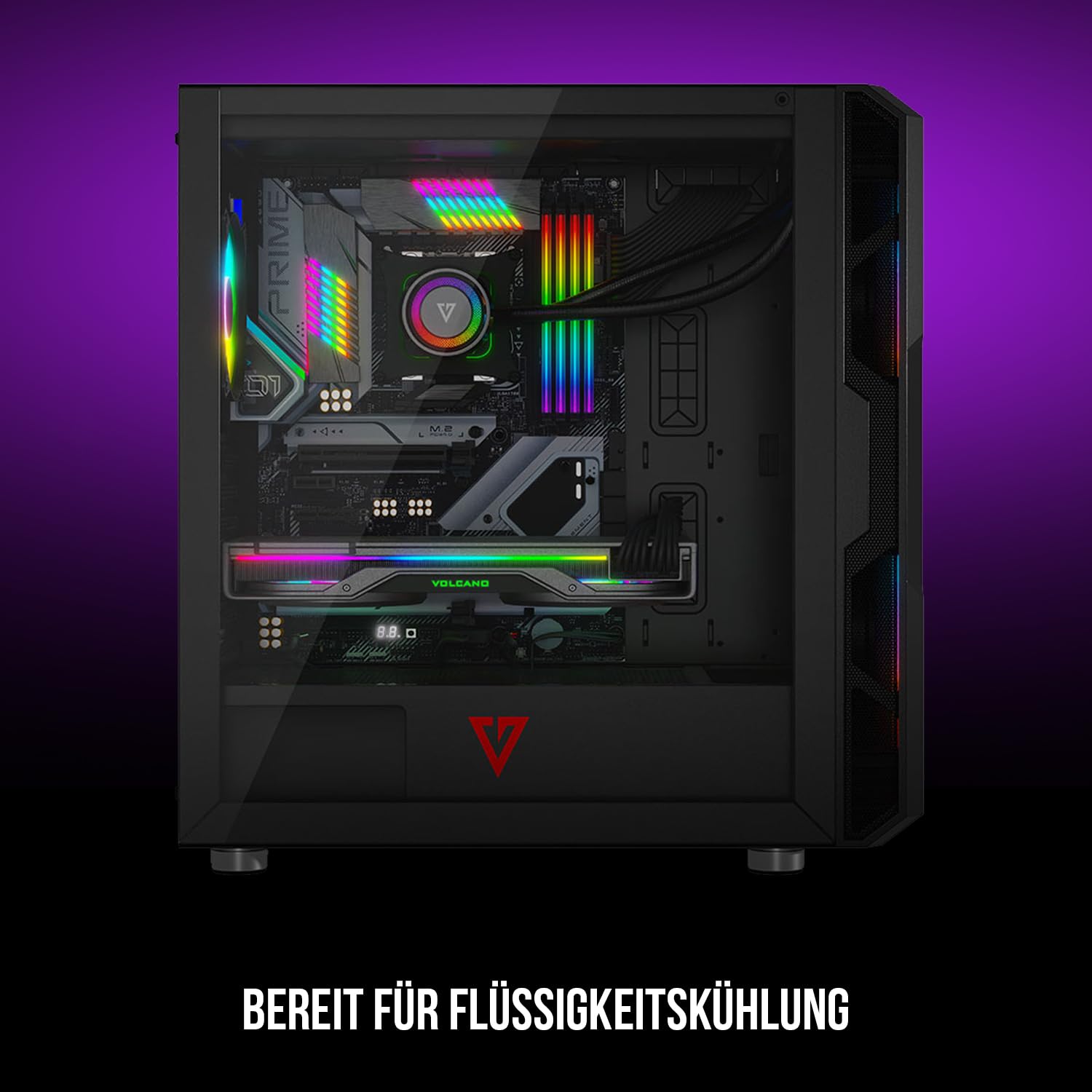 Modecom Volcano Amirani ARGB Midi-Tower PC Gehäuse schwarz Glas