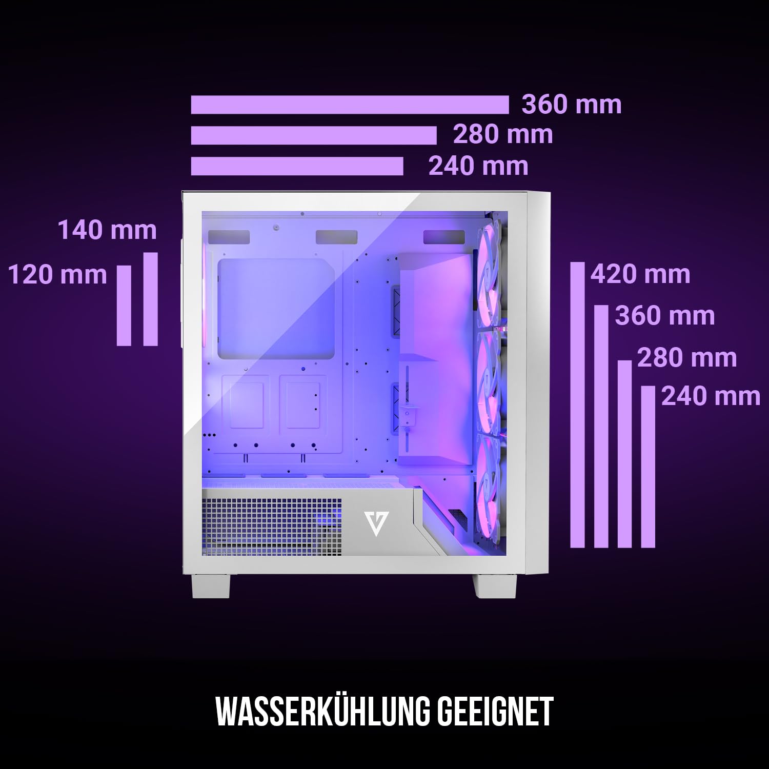 Modecom Volcano Perun Apex ARGB PC-Gehäuse Weiß mit Lüfter