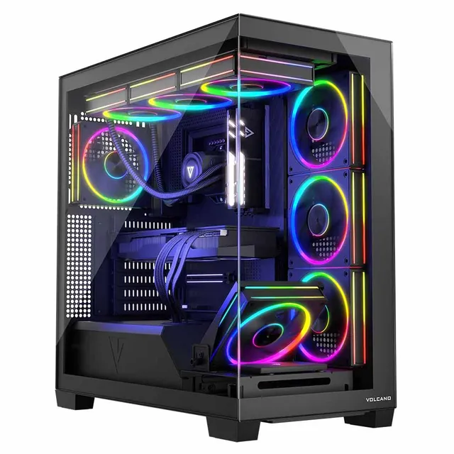 Modecom Volcano Stellar ARGB 5F Midi-Tower Gehäuse Schwarz Glas