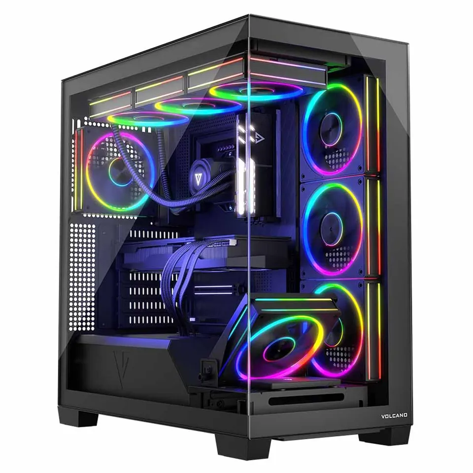 Modecom Volcano Stellar ARGB 5F Midi-Tower Gehäuse Schwarz Glas