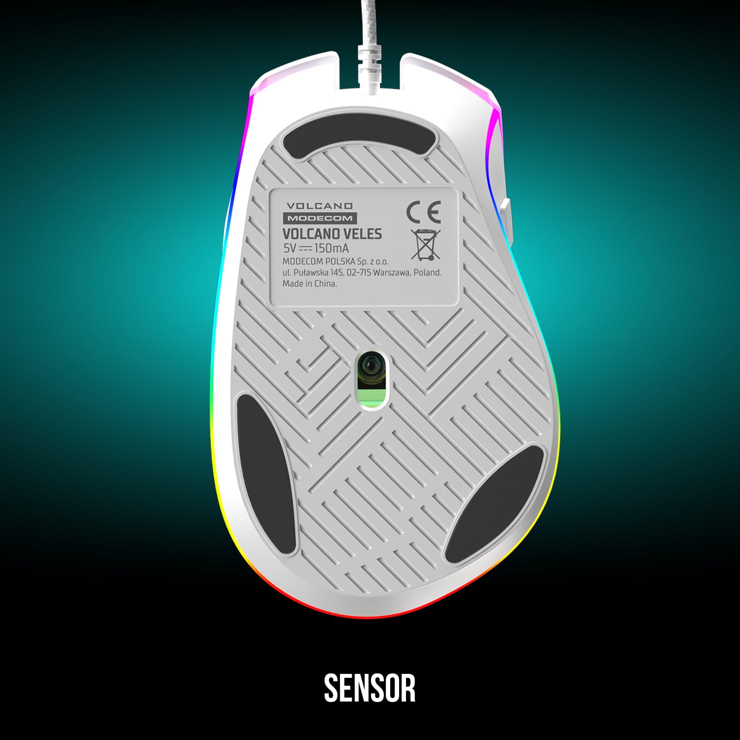 Modecom Volcano Veles Gaming-Maus weiß RGB kabelgebunden