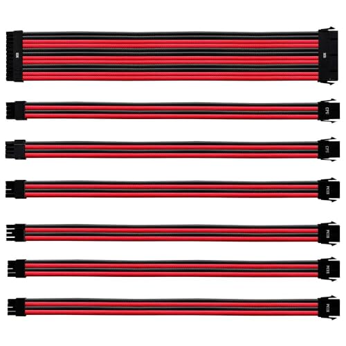 Cooler Master PVC Netzteil-Verlängerungskabel 30cm schwarz-rot