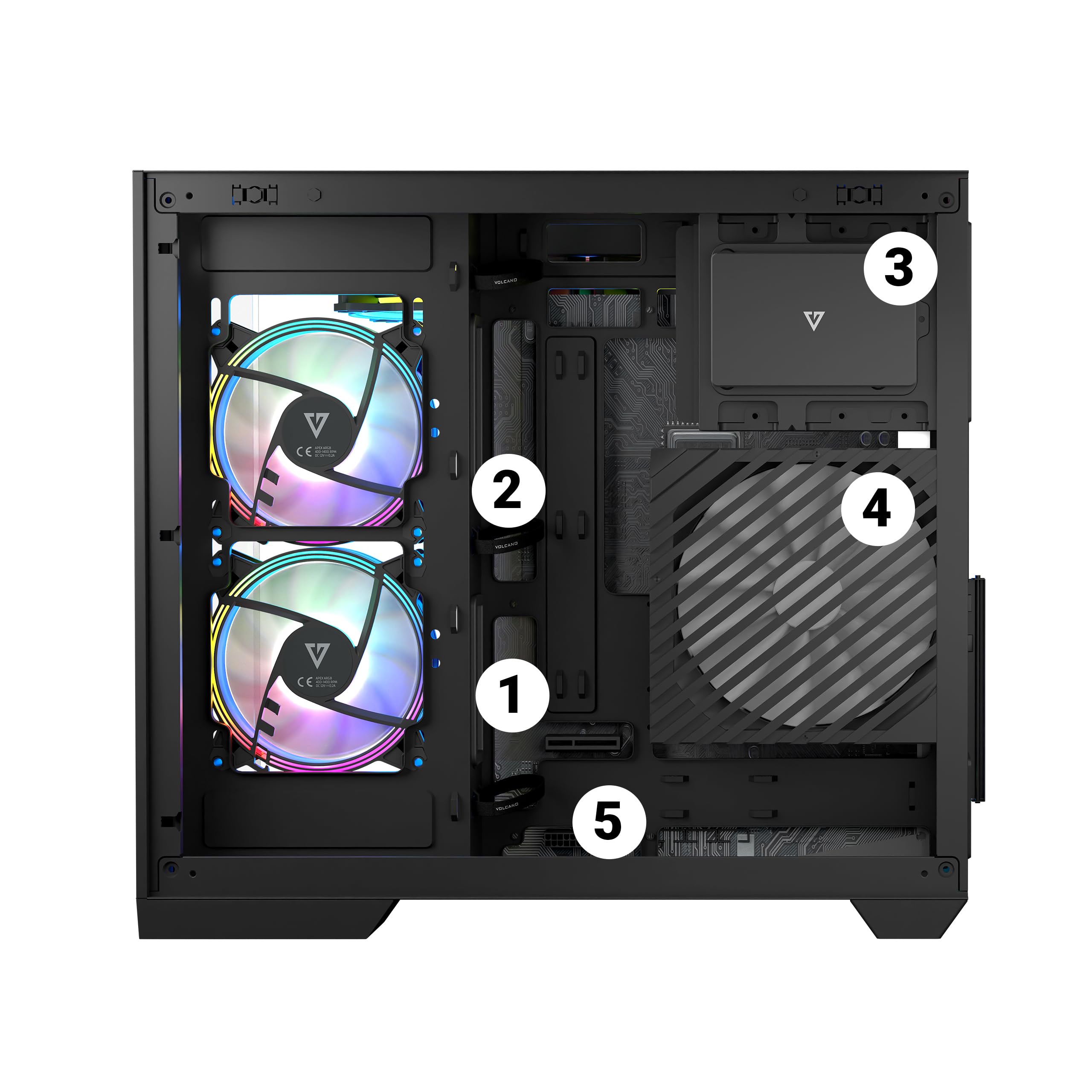 Modecom Volcano Panorama APEX ARGB 7F Gehäuse Grau