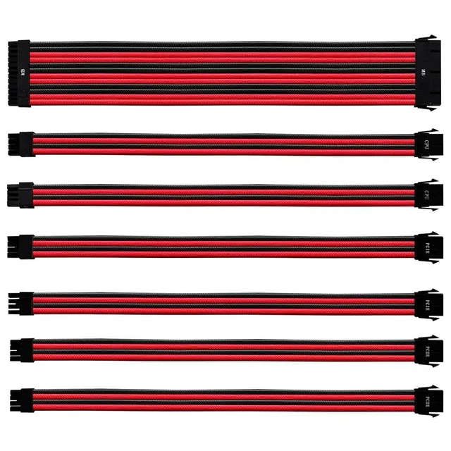 Cooler Master PVC Netzteil-Verlängerungskabel 30cm schwarz-rot